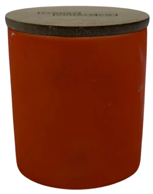 Orange Glass Canister Candle With Wood Lid