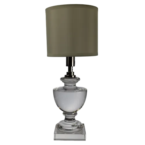 Solid Glass Crystal Table Lamp With Beige Shade