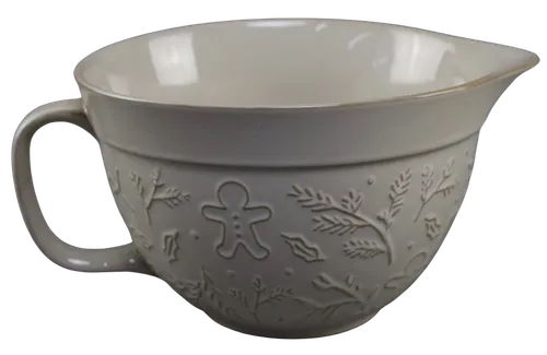 Beige Gingerbread Man Ceramic Mixing Bowl With Spout