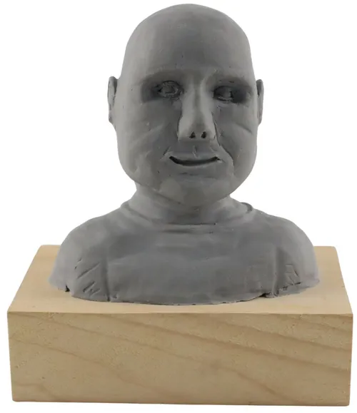Clay Sculpted Bust On Wood Stand