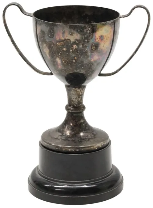 Vintage Miniature Trophy Cup On Black Base - G