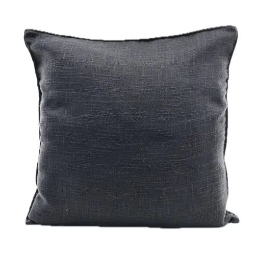 Jet Black With Gold Zipper &  Tassel Throw Pillow