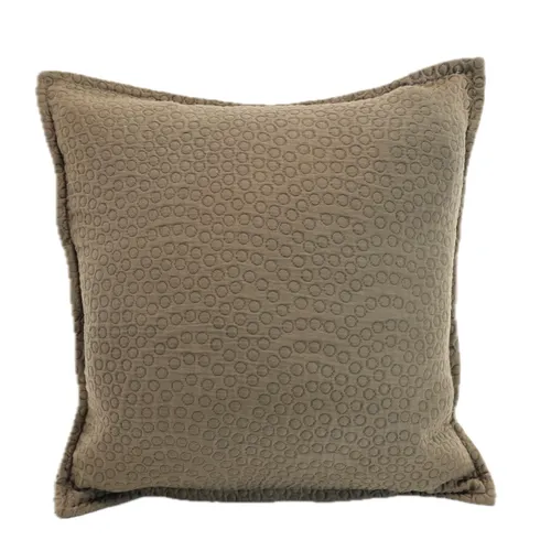 Solid Brown Mini Embroidered Circles Throw Pillow