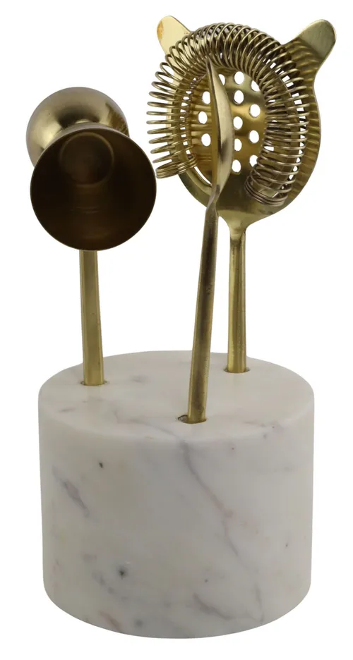 Gold & Marble 3 Piece Barware Set