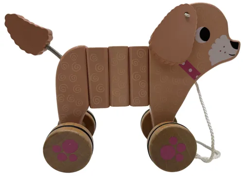 Pink Wood Dog Pull Along Toy