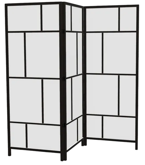 White & Black 3 Panel Privacy Screen 