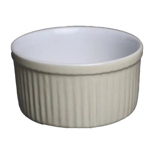 Putty Beige Ceramic Vertical Stripe Ramekin