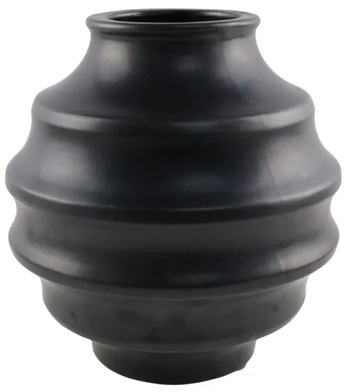 Ribbed Glove Black Vase