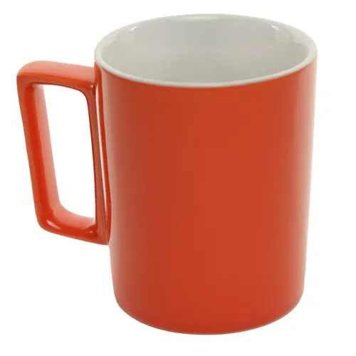Vibrant Fire Orange Squared Handle Mug