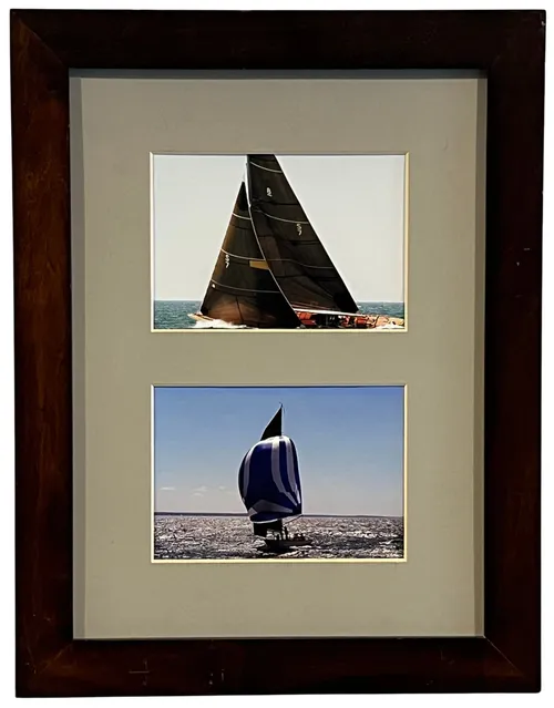 Two Sailboat's In Wood Frame
