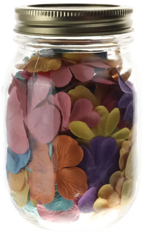 Clear Glass Jar With Flower Petals