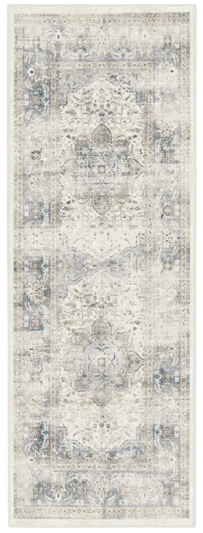 Blue Quartz Distressed Persian Runner Rug 2'5