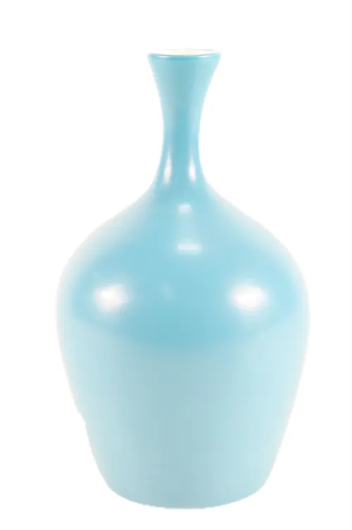 Teal Exaggerated Neck Fluted Ceramic Vase