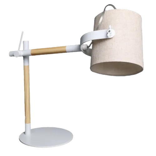 White Articulating Arm Table Lamp With Oatmeal Shade