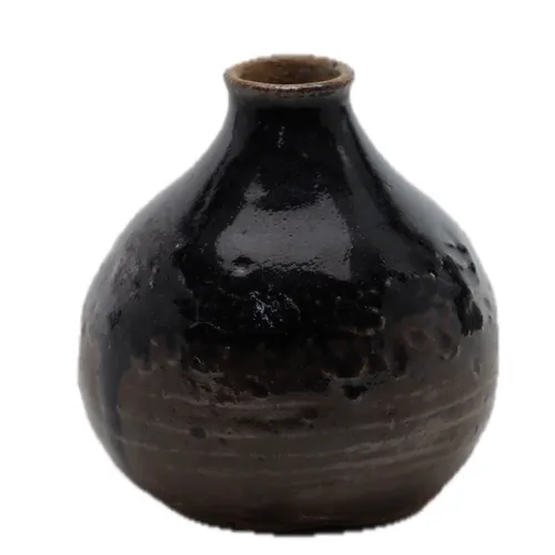 Black Drip Brown Base Ceramic Vase