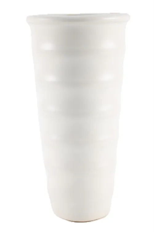 White Ceramic Ribbed Ascending Vase