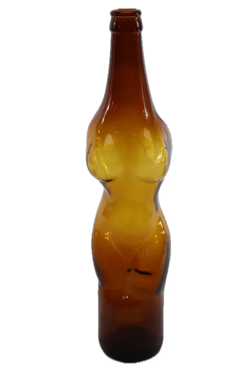 Nude Figure Amber Liquor Bottle
