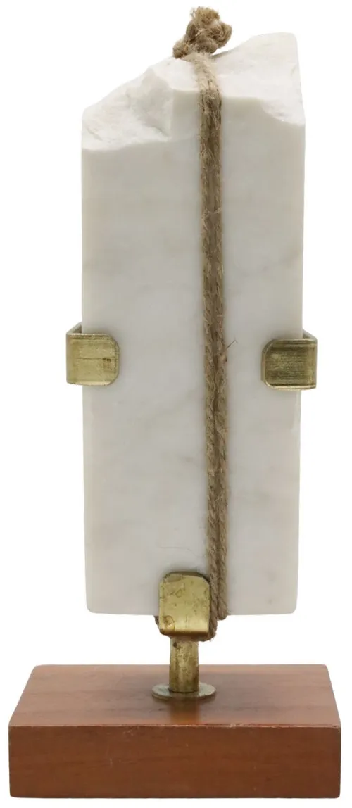 White Marble On Wood Stand
