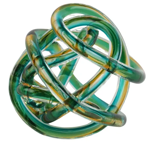 Green & Amber Blown Glass Sculpture