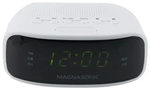 White Alarm Clock With Green Digital Display