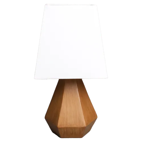 Wooden Hexagonal Geometric Table Lamp With White Shade