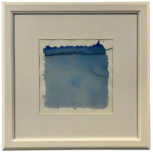 Light Blue Square Watercolour In White Frame