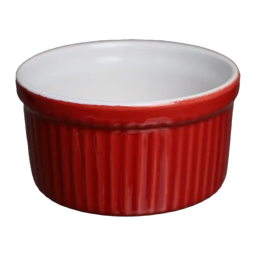 Cranberry Red Vertical Stripe Ceramic Large Ramekin