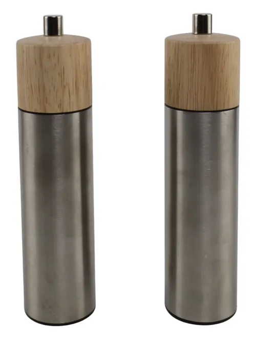 Wood & Stainless Salt & Pepper Set