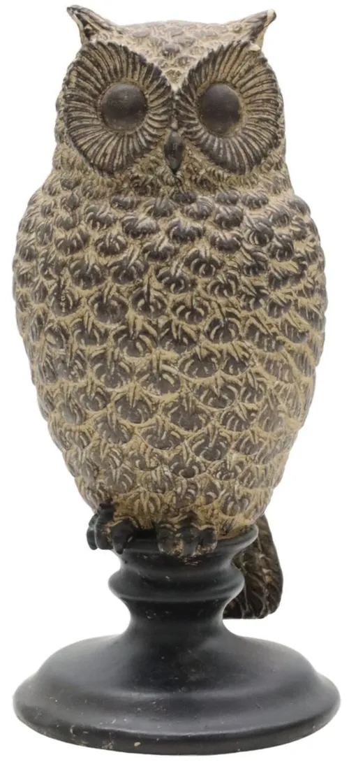 Beige Owl On Pedestal Base