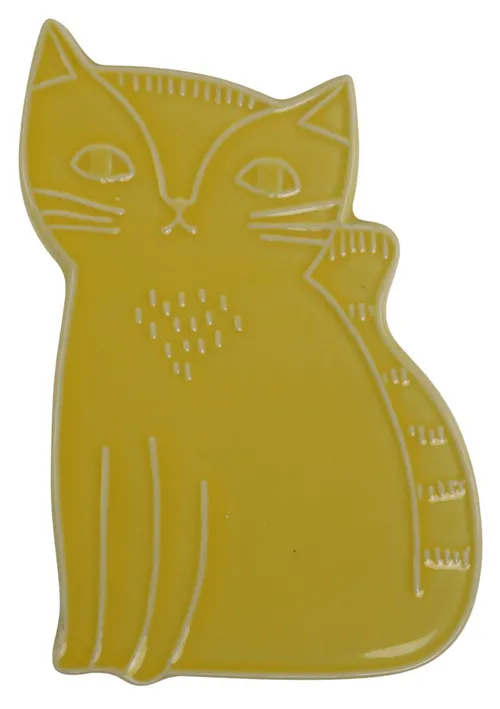 Yellow Ceramic Cat Trivet