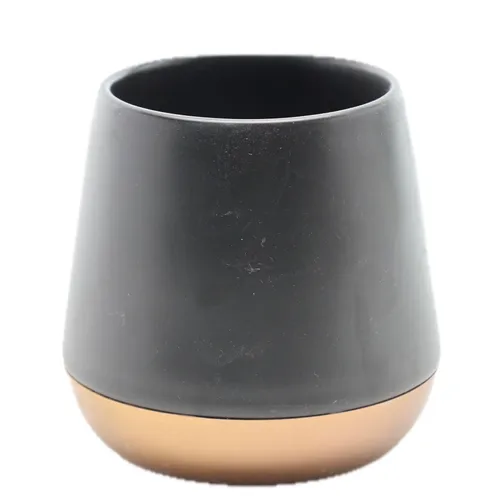 Copper Base Matte Black Ceramic Vase