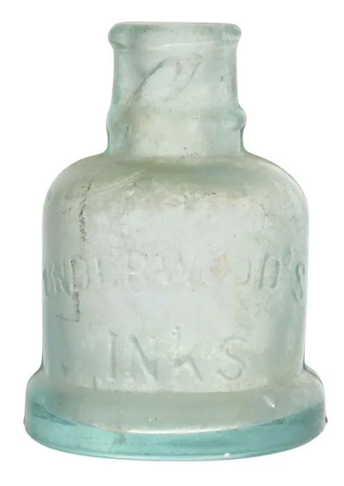 Antique Aqua Blue Glass Bell Inkwell Bottle