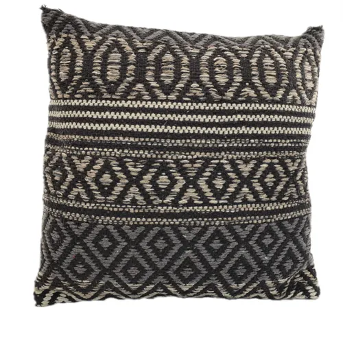 Black Kilim With Taupe & Grey Weave Throw Pillow