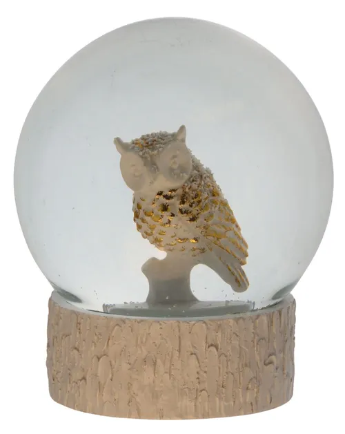 Snow Globe With White & Gold Owl