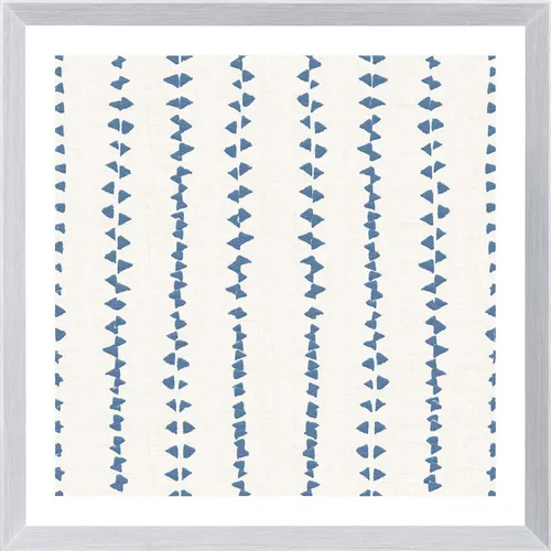 Blue Abstract Motif IV On Paper With White Frame