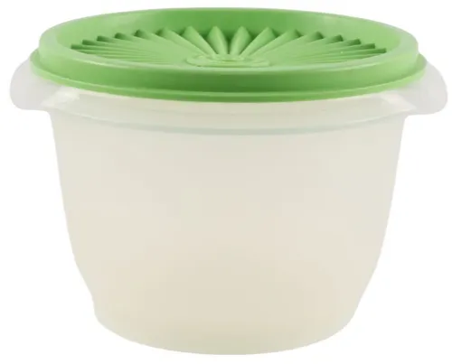 Vintage Reusable Plastic Storage Container With Green Lid