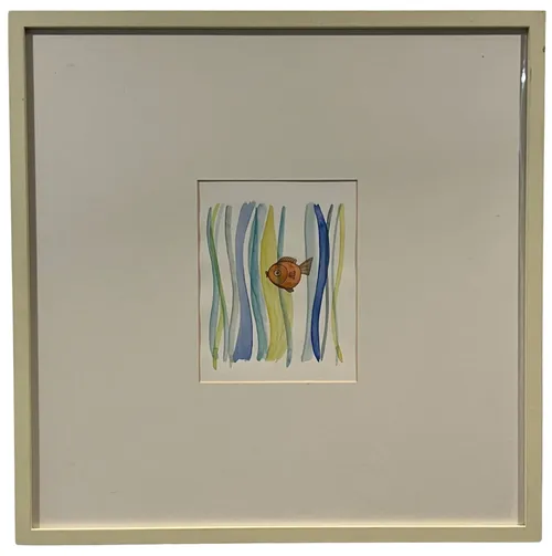 Goldfish Watercolour In White Frame