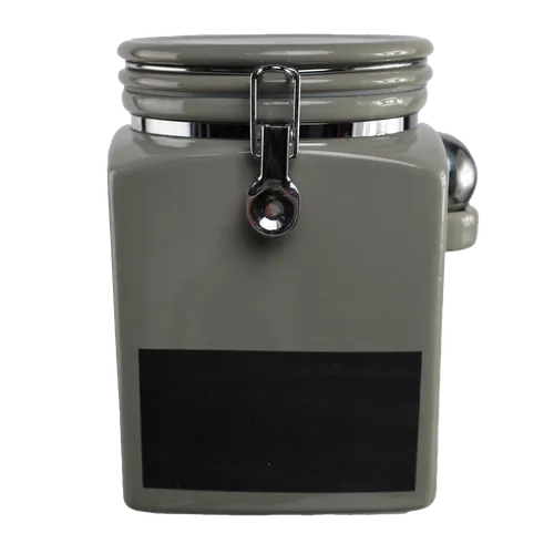 Moon Grey Ceramic Canister With Spoon - Large