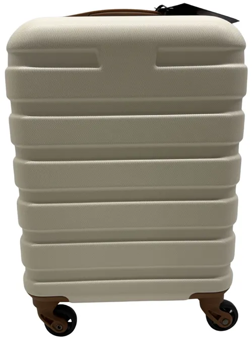 Cream & Beige Hard Carry On Rolling Suitcase - Small