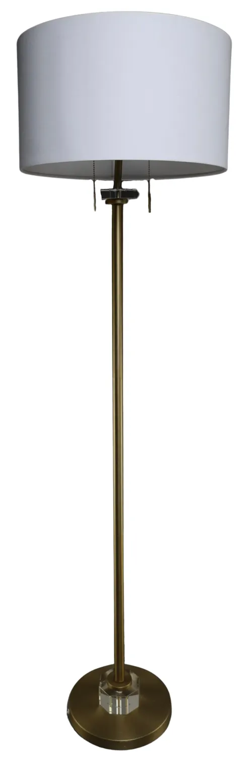 Gold & Acrylic Floor Lamp With White Shade