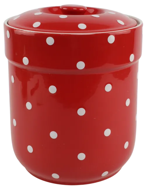 Red With White Polka Dots Ceramic Cookie Jar With Lid