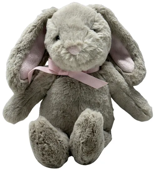 Light Beige Bunny Rabbit Plush With Pink Bow