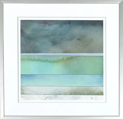 Aqua II Abstract With Silver Frame