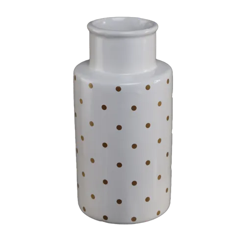 White Vase With Gold Polka Dots