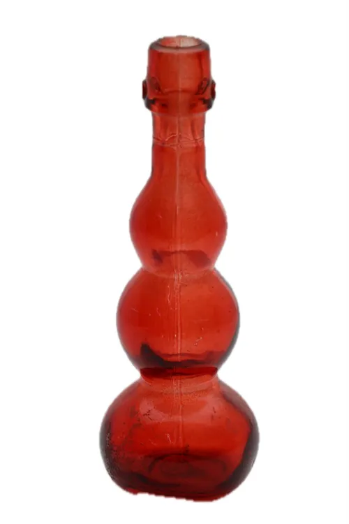 Mini Red Glass Bulbed Bud Vase Bottle