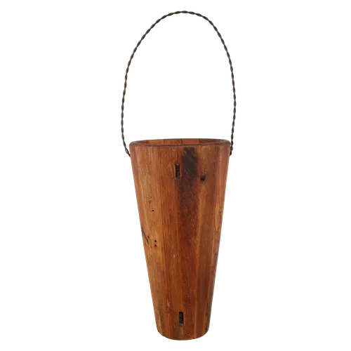 Oak Barrel Flower Bucket With Wire Handle