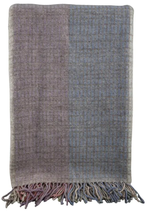 Light Blue & Pink Throw Blanket With Fringe