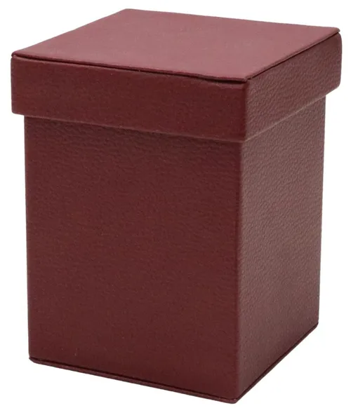 Burgundy Leather Square Box With Lid