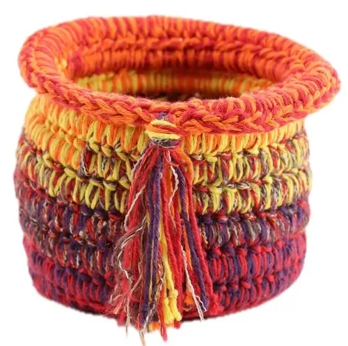 Bohemian Coloured Yarn Plant Pot