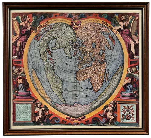 Heart Shaped World In Wood Frame